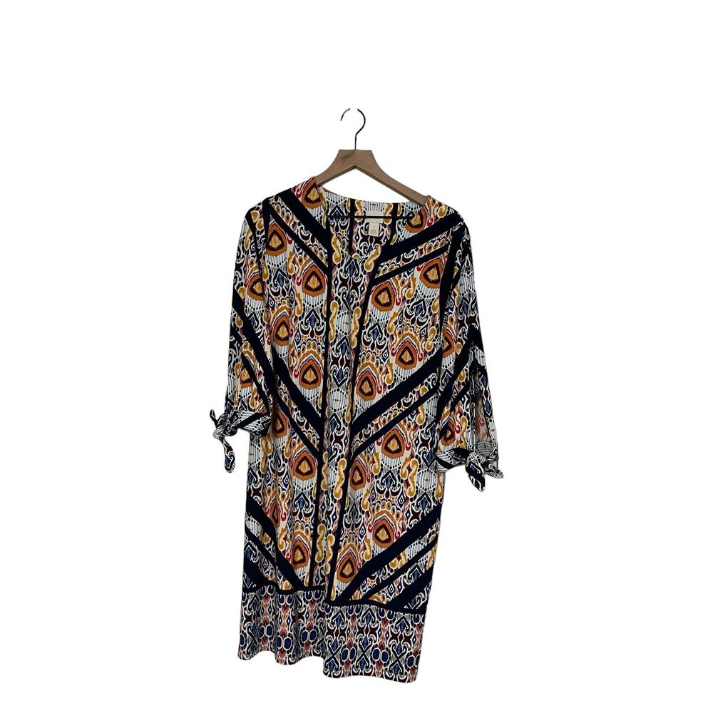 Chicos Womens Blue Multicolor Patterned Dress Size Chicos Size 1 Medium